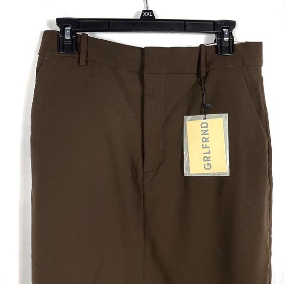 GRLFRND The Trouser Skirt Midi Ganache Brown Pockets High Rise Sz S - Picture 6 of 11